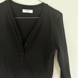 Black contour Henley button long sleeve